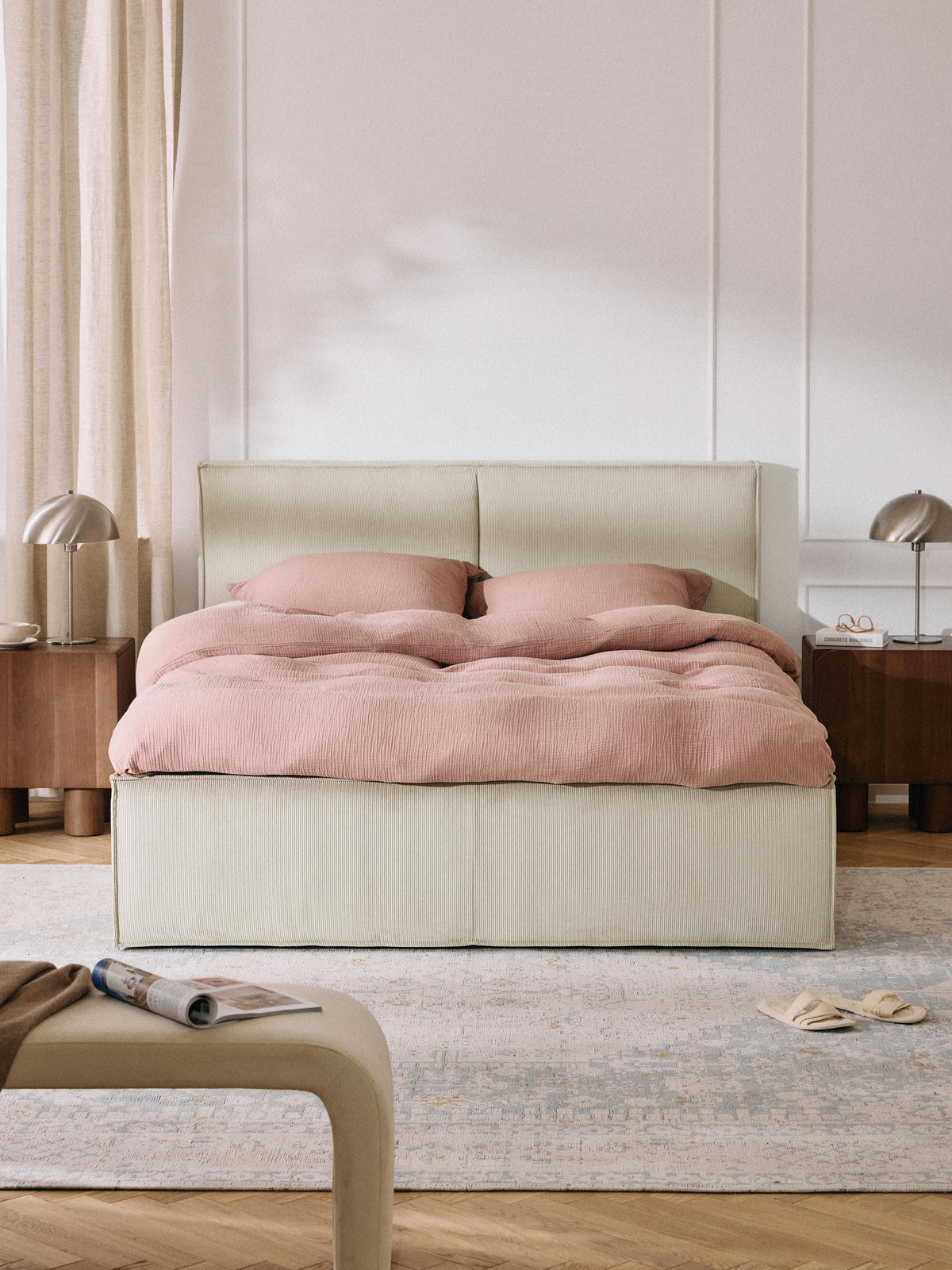 Dream Upholstered Bed with Corduroy Cover