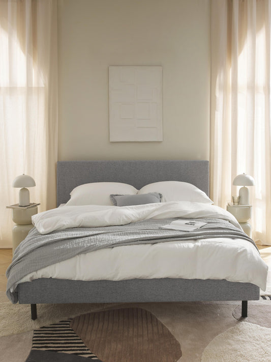 Giulia Bed Frame with Wooden Feet, Upholstered
