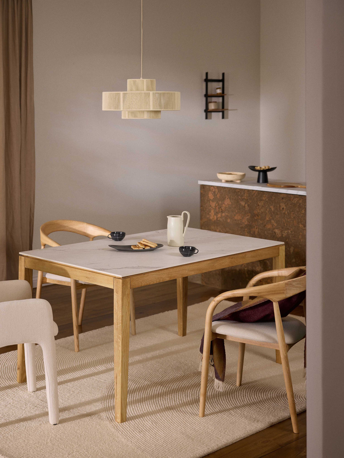 Jackson Dining Table, Marble-Look Tabletop, Available in Various Sizes