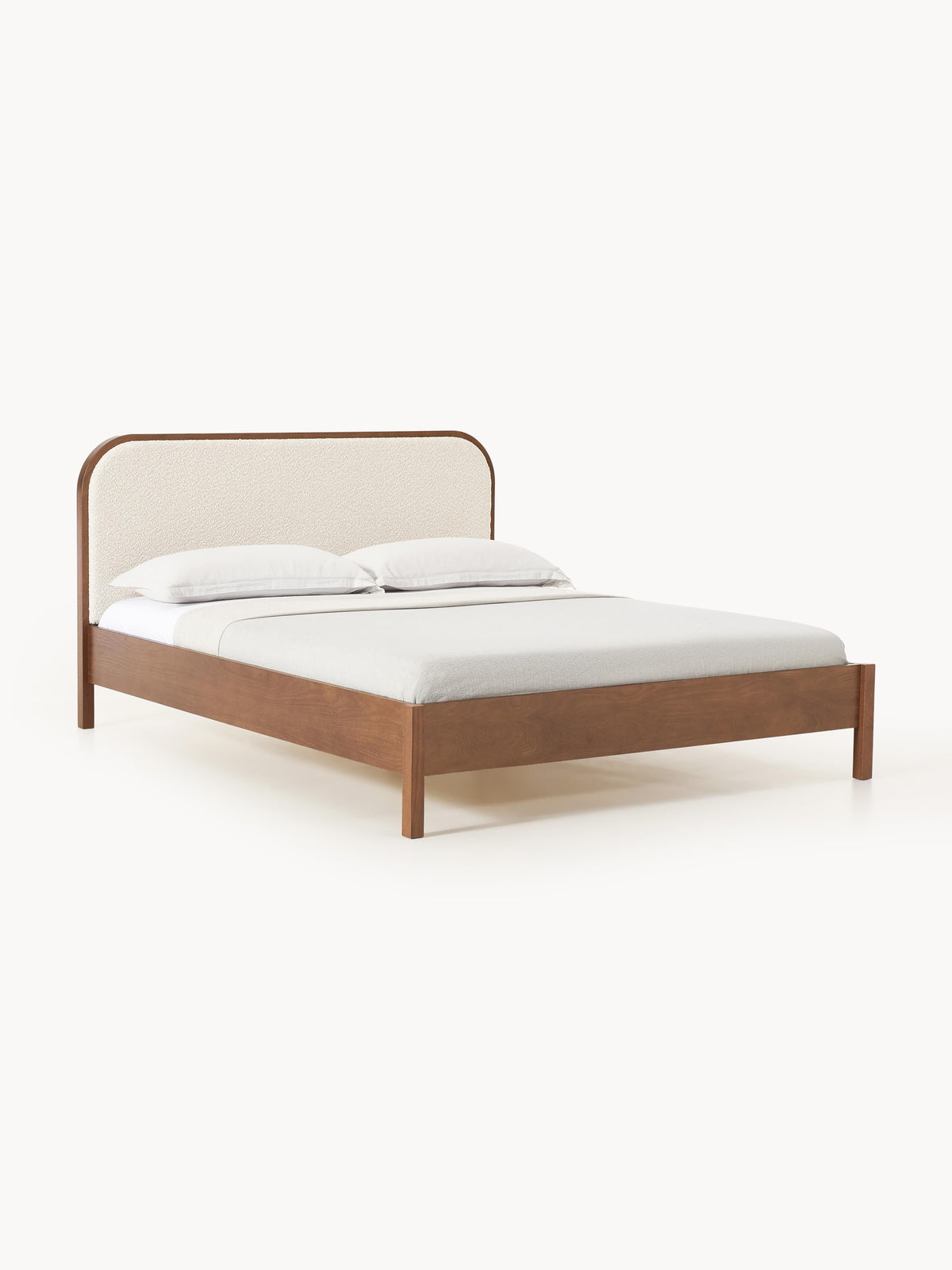 Jones Wood Bed with Bouclé Headboard