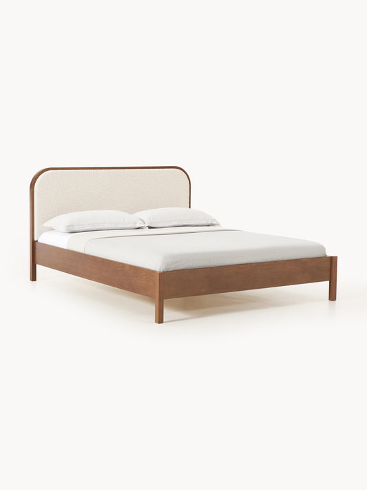 Jones Wood Bed with Bouclé Headboard
