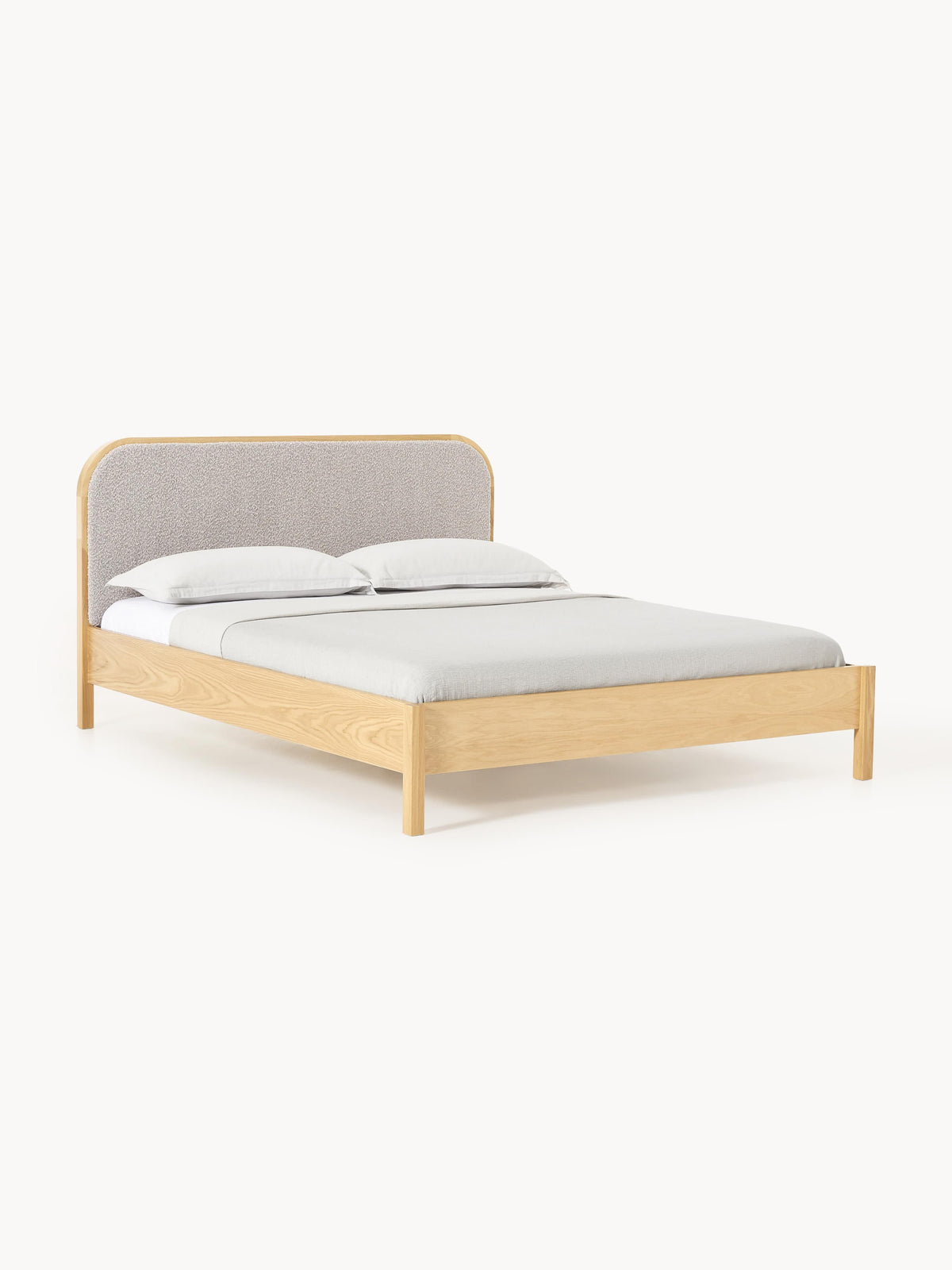 Jones Wood Bed with Bouclé Headboard