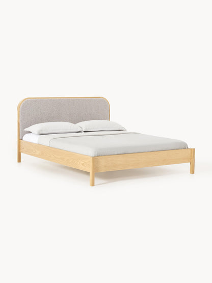 Jones Wood Bed with Bouclé Headboard