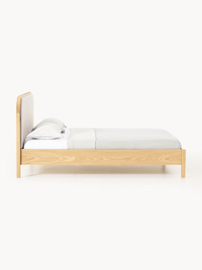 Jones Wood Bed with Bouclé Headboard