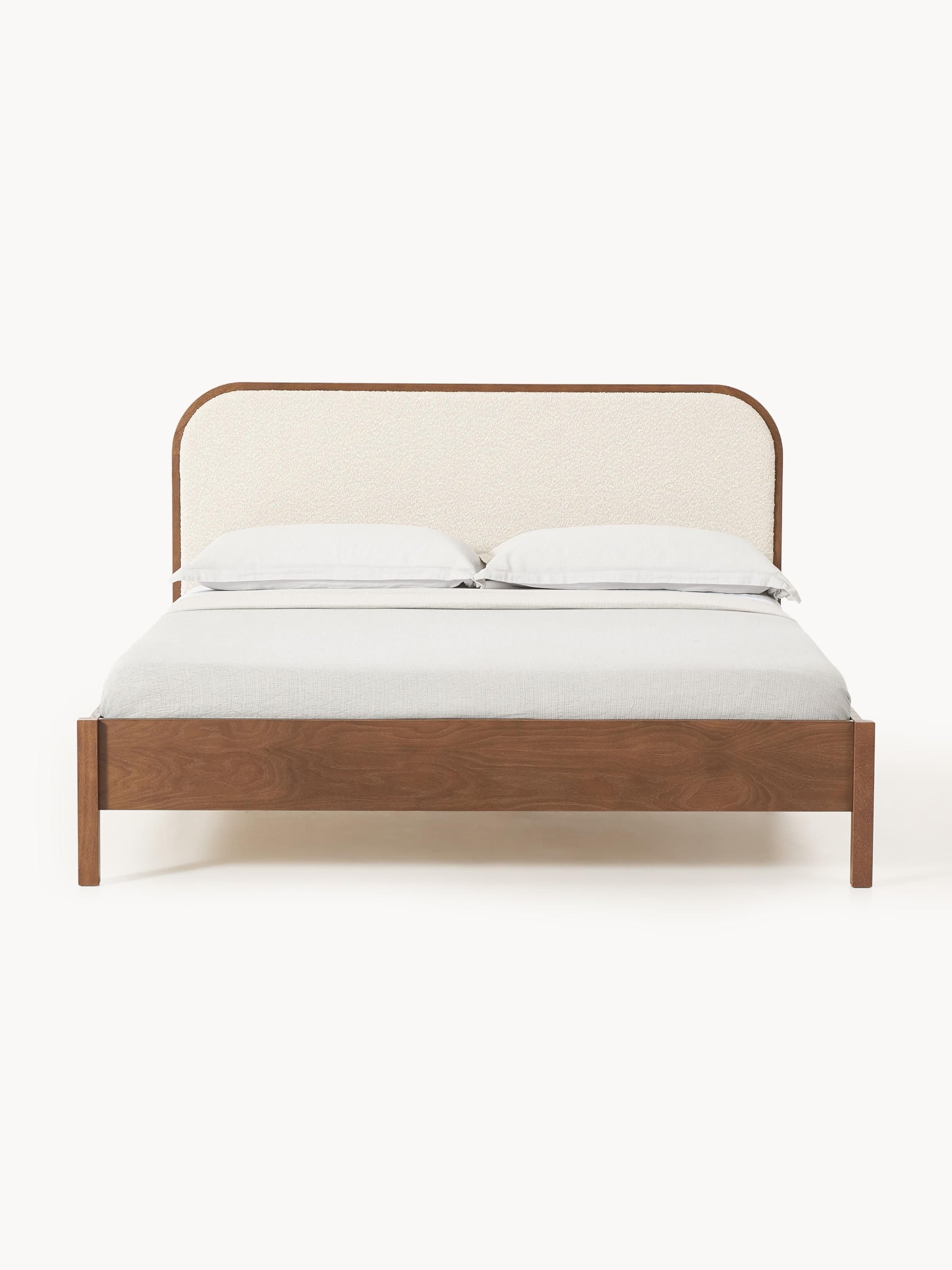 Jones Wood Bed with Bouclé Headboard