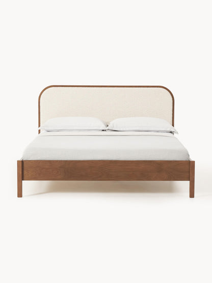 Jones Wood Bed with Bouclé Headboard
