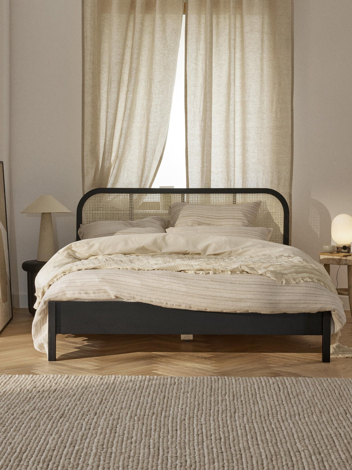 Jones Wood Bed with Vienna Cane Headboard
