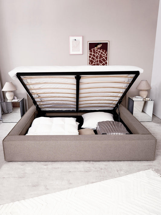 Lennon Bed Frame with Storage, Upholstered