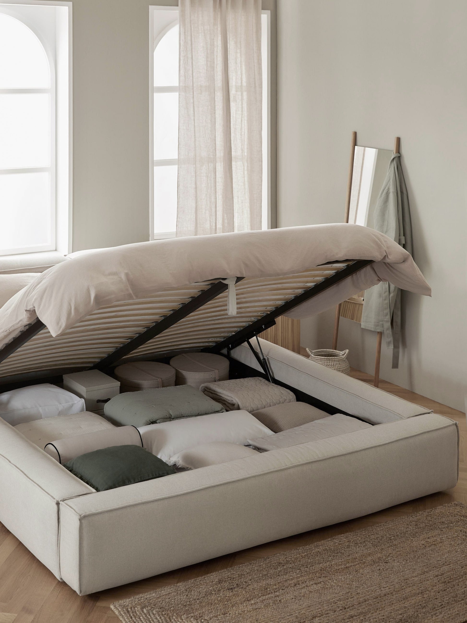 Lennon Bed Frame with Storage, Upholstered
