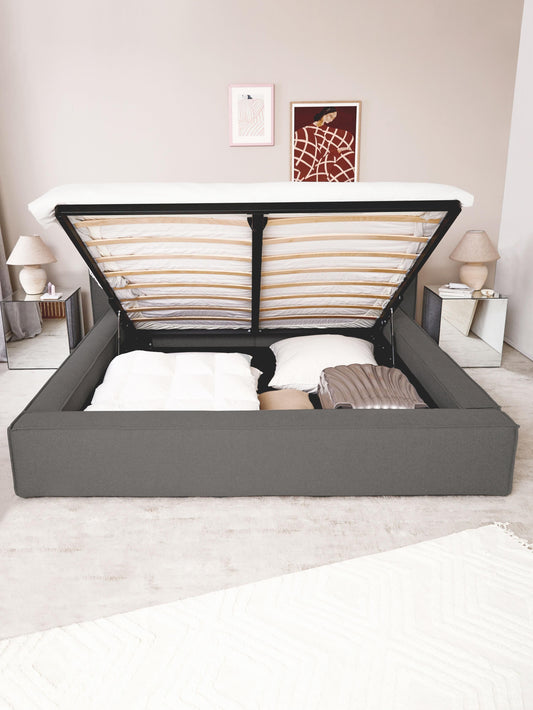 Lennon Bed Frame with Storage, Upholstered
