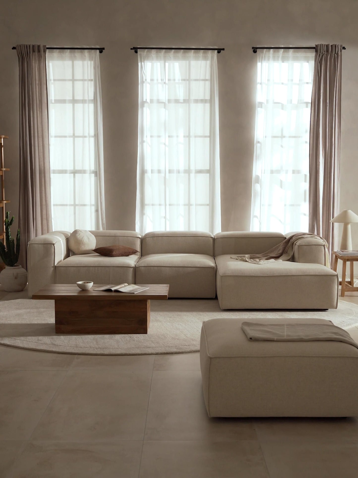 Lennon Modular Linen Blend Corner Settee (4-Seater)