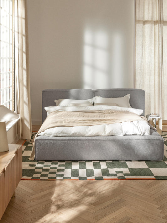 Lennon Upholstered Bed with Bouclé Cover