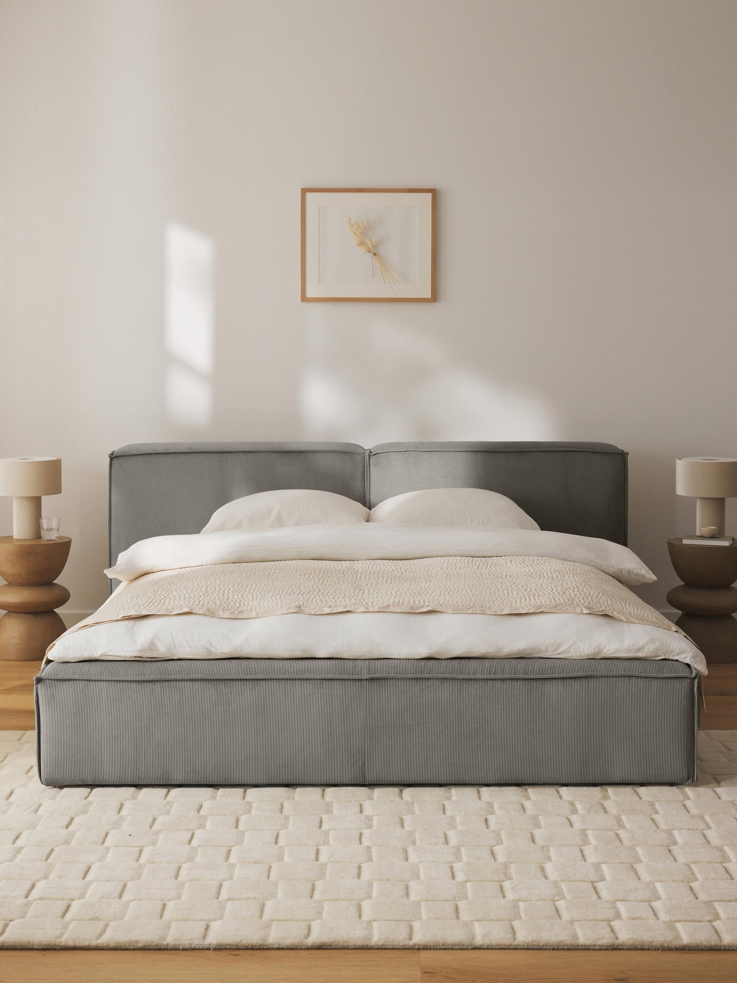 Lennon Upholstered Bed with Corduroy Cover