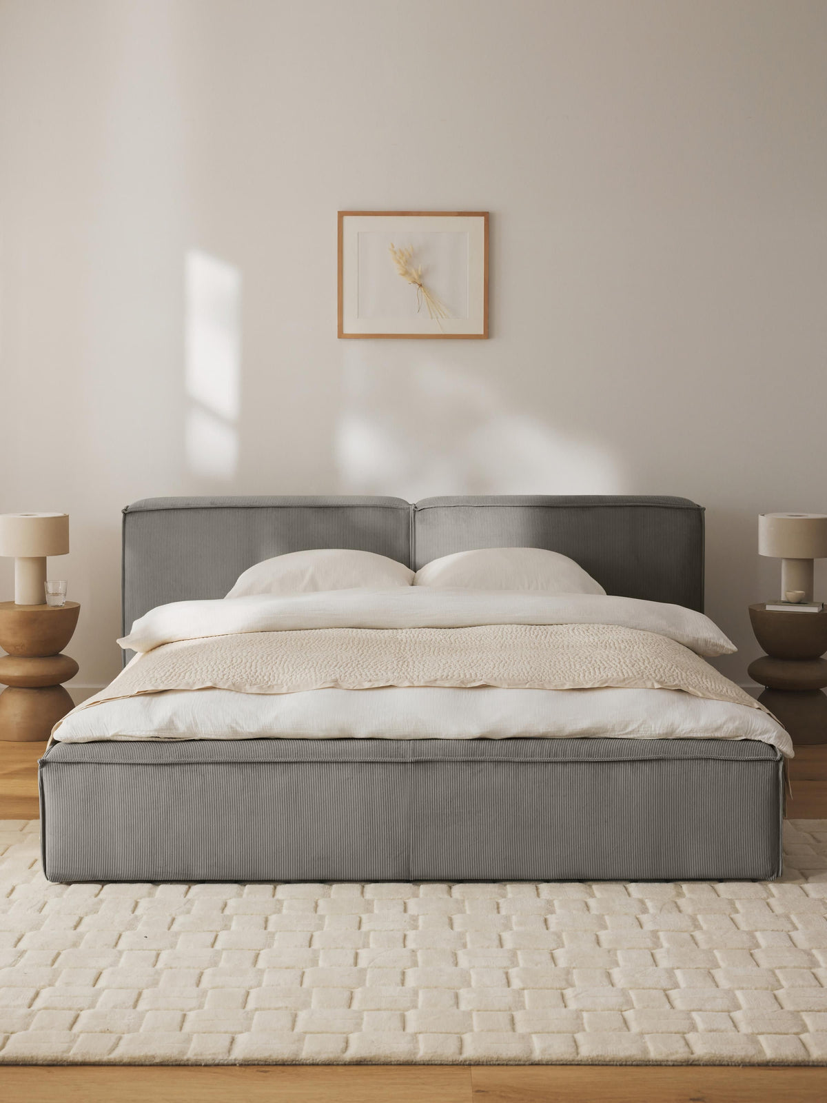 Lennon Upholstered Bed with Corduroy Cover