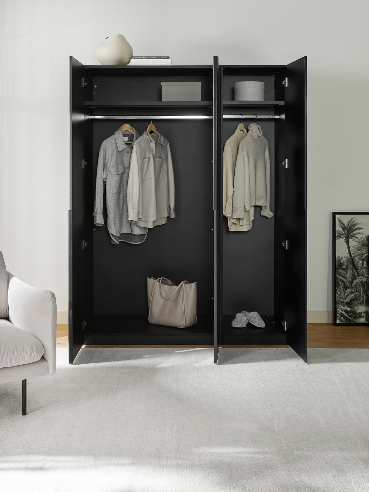 Leon Modular Wardrobe with Hinged Doors, 150 cm Wide, in Various Sizes