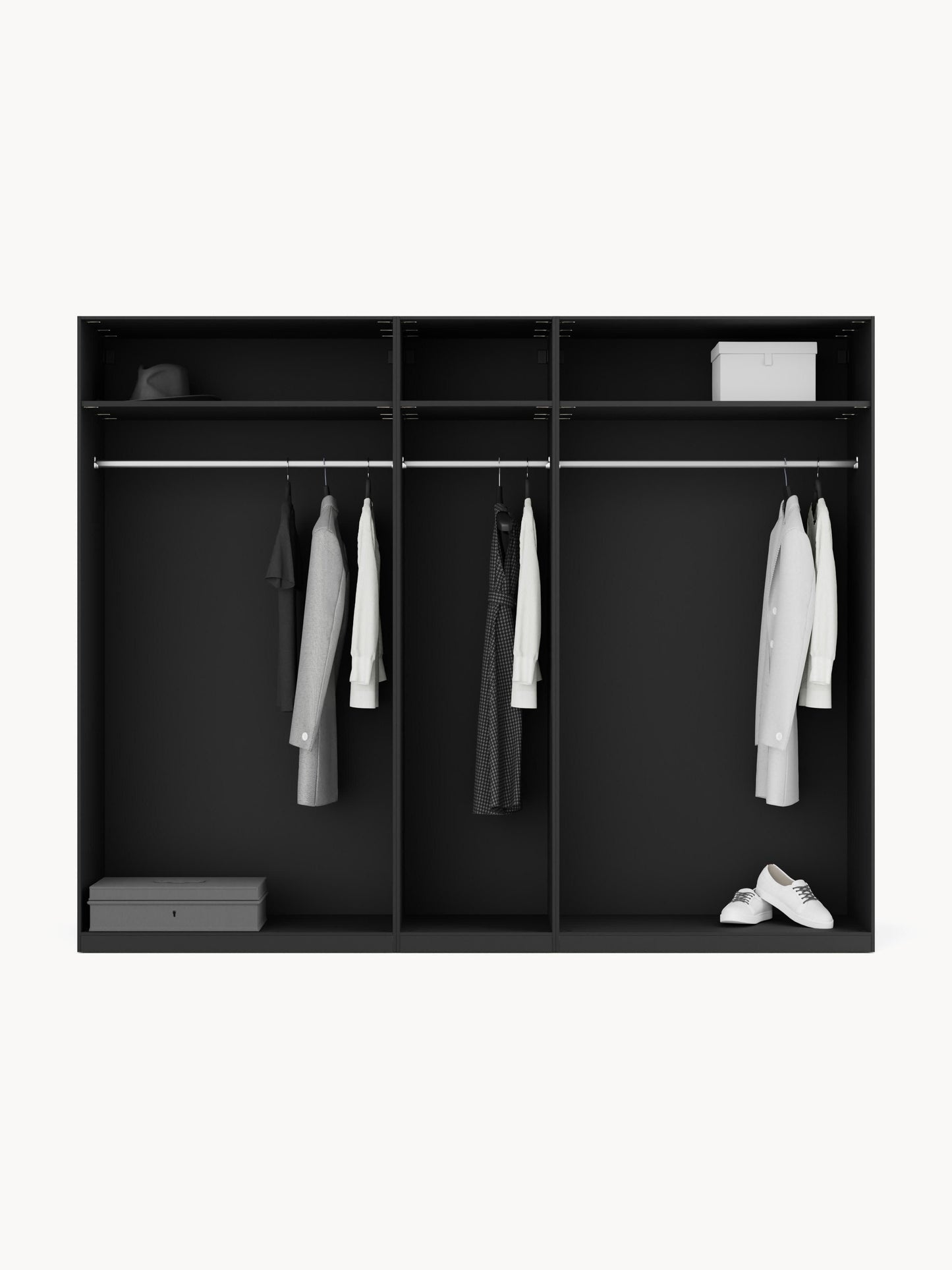 Leon Modular Wardrobe with Hinged Doors, 250 cm Wide, in Various Sizes