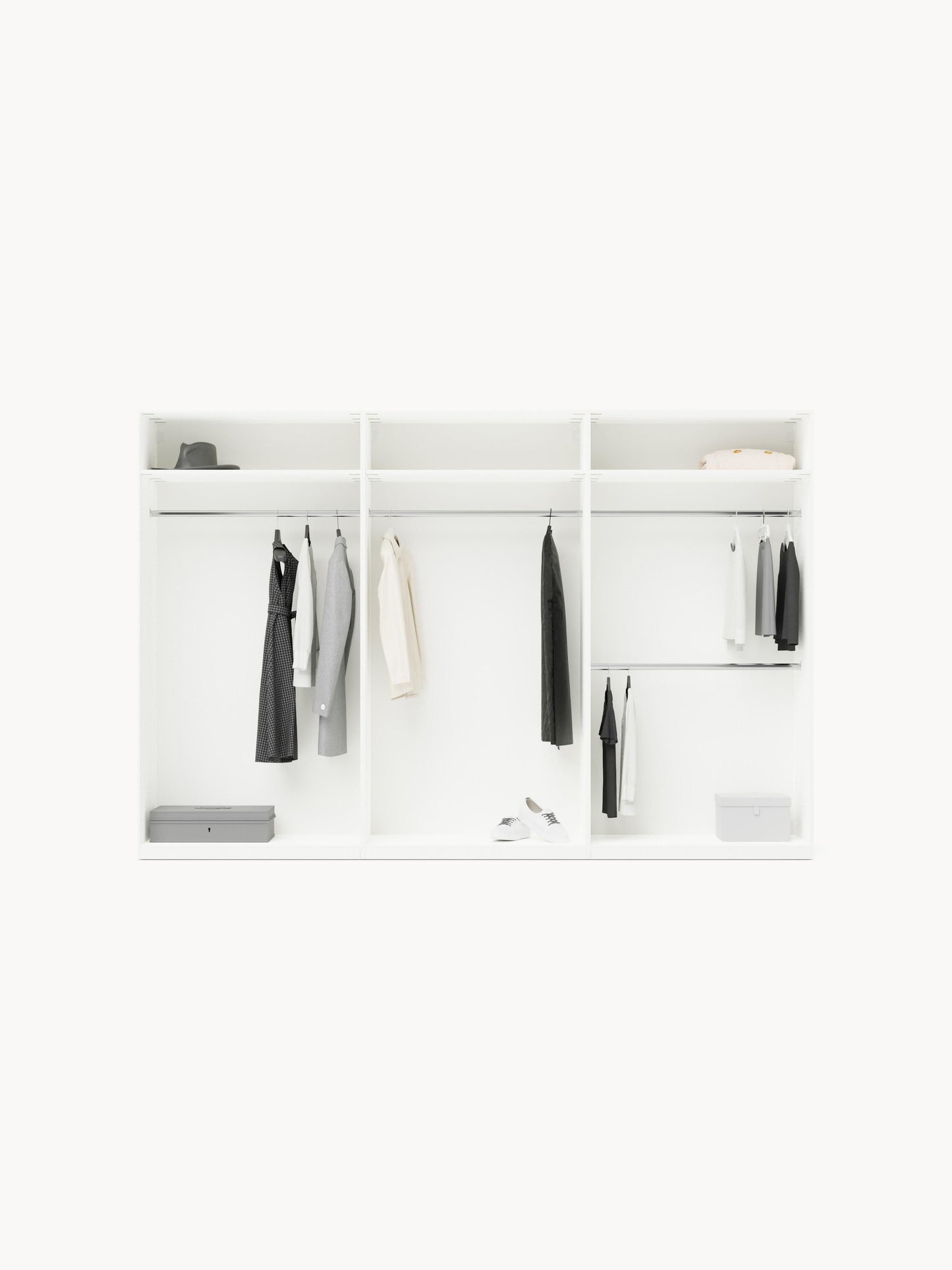 Leon Modular Wardrobe with Hinged Doors, 300 cm Wide, in Various Sizes