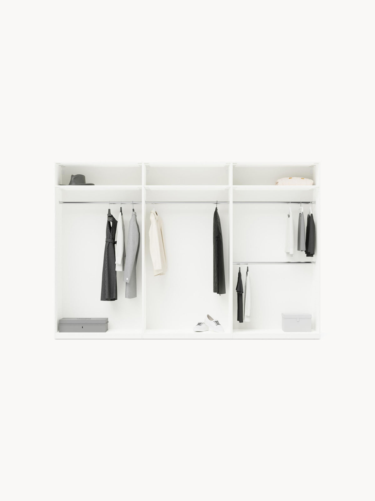 Leon Modular Wardrobe with Hinged Doors, 300 cm Wide, in Various Sizes