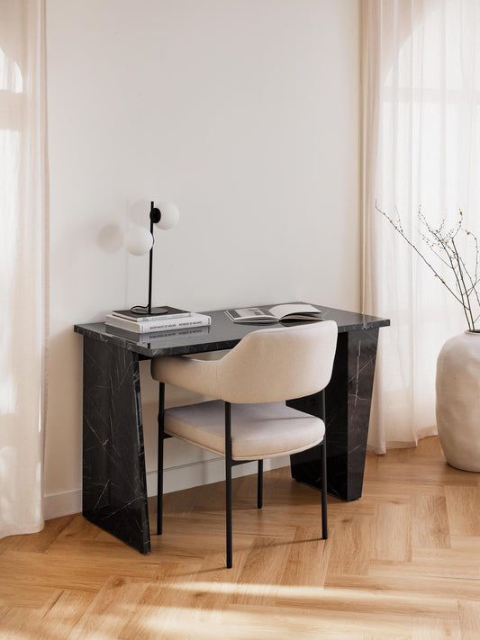 Liam Desk with Surface in Marble Look