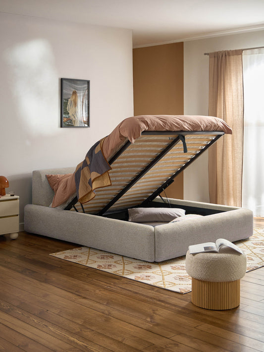 Melva Bed Frame with Storage, Upholstered