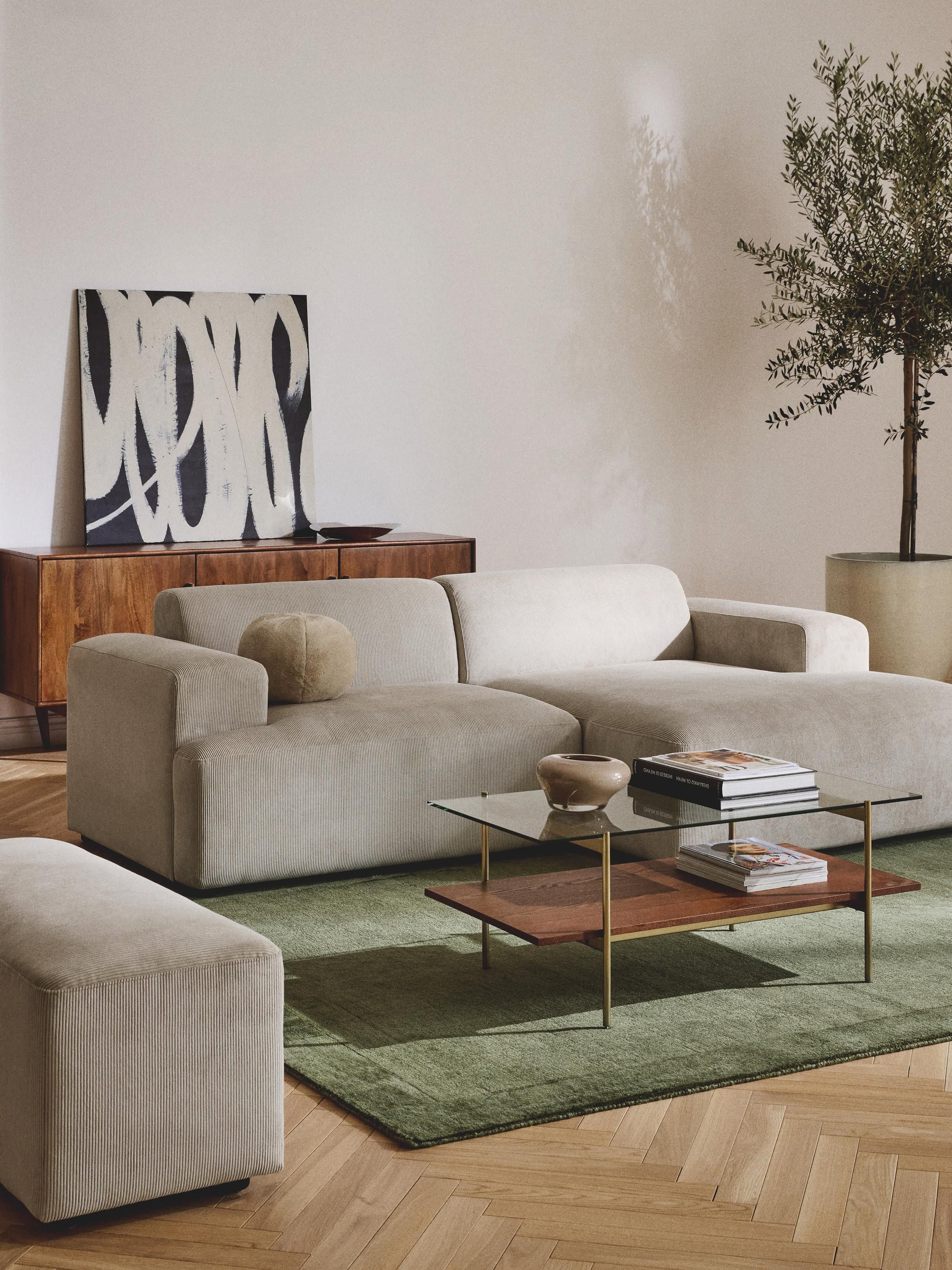 Melva Corduroy Corner Settee (3-Seater)