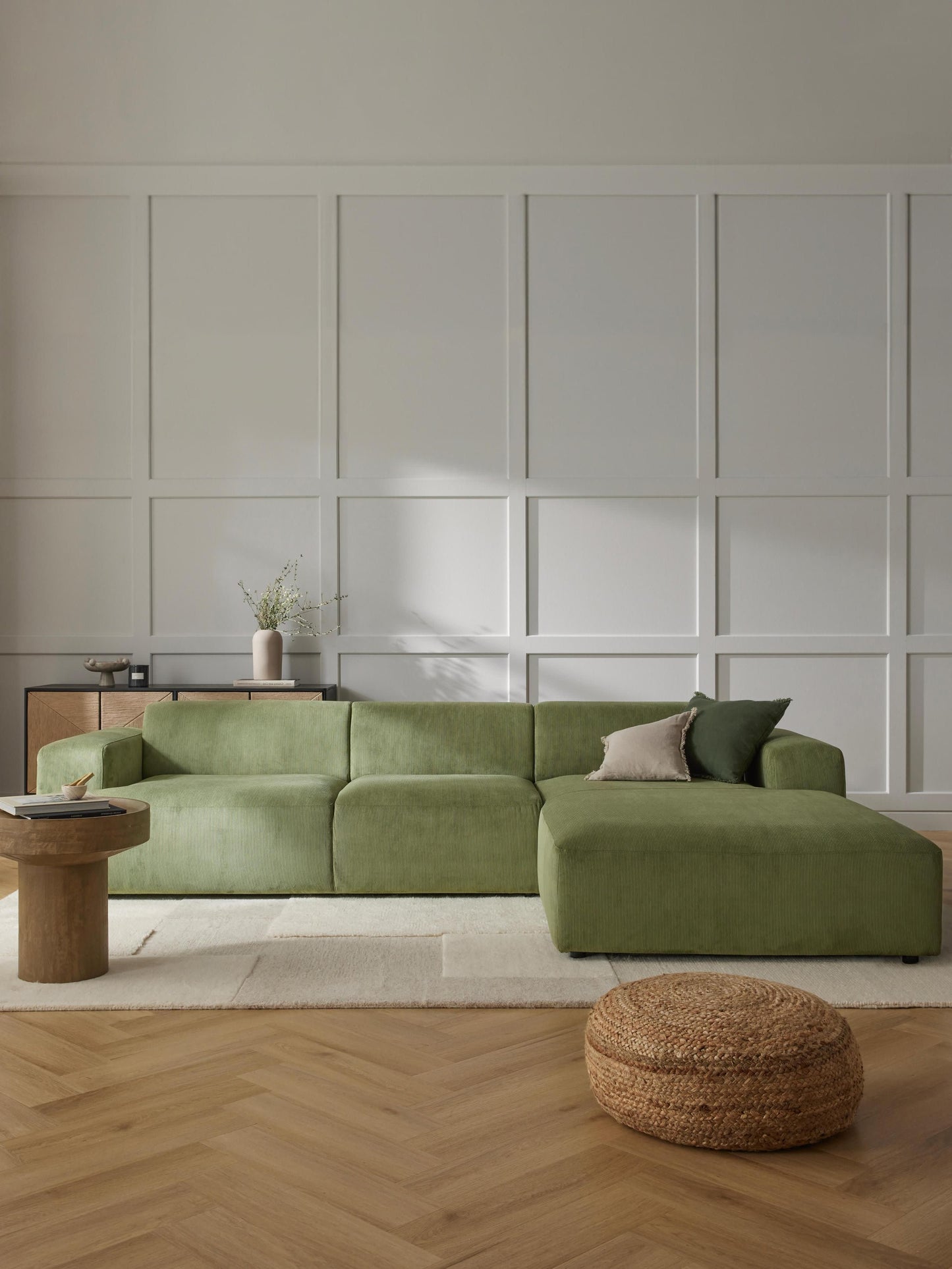 Melva Corduroy Corner Settee (4-Seater)