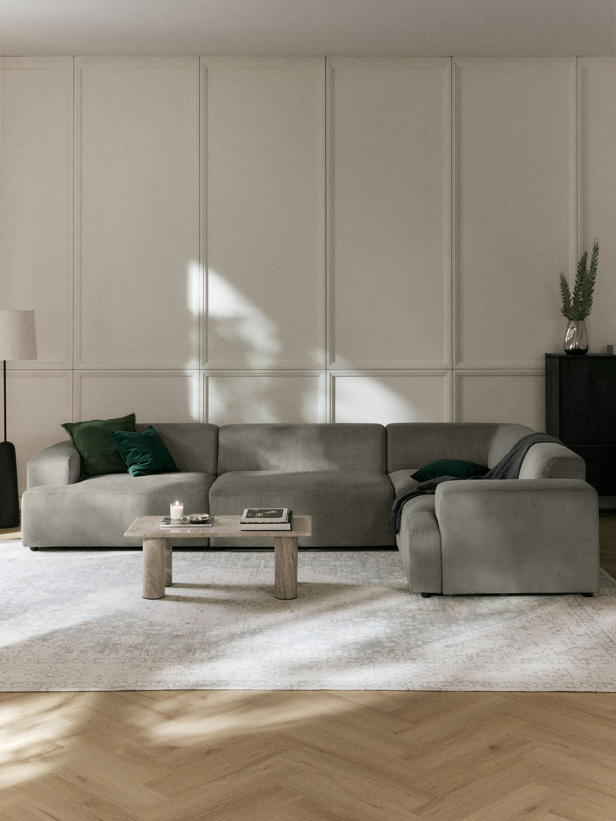 Melva Corduroy Corner Sofa, Large (4-Seater)