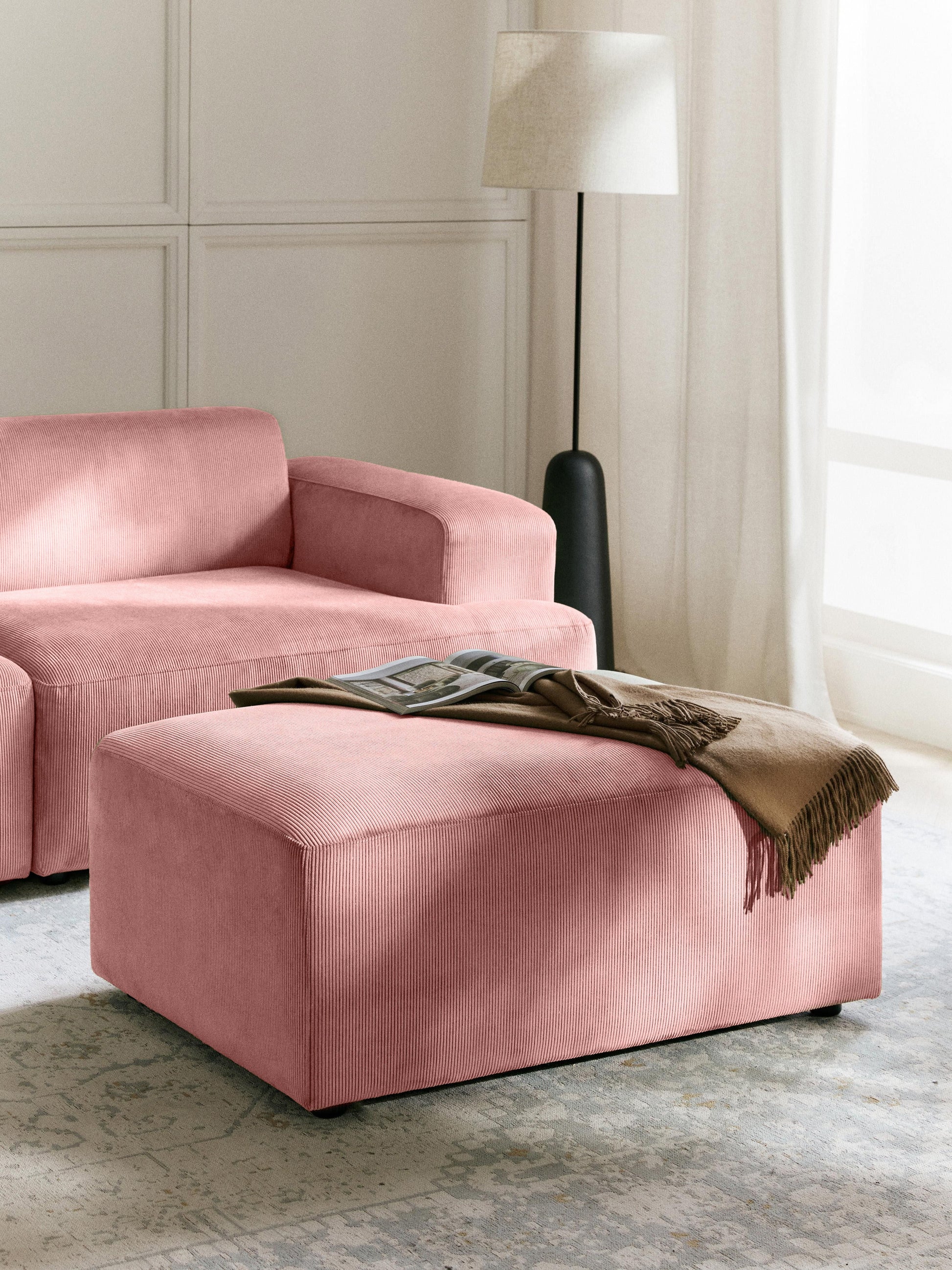 Melva Stool in Corduroy, Size W 99 x D 72 cm