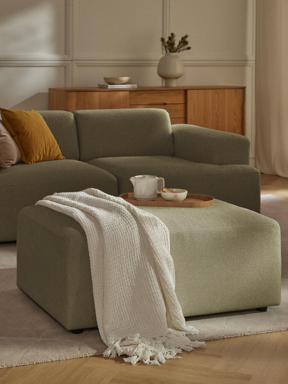 Melva Upholstered Stool, Measuring W 99 x D 72 cm
