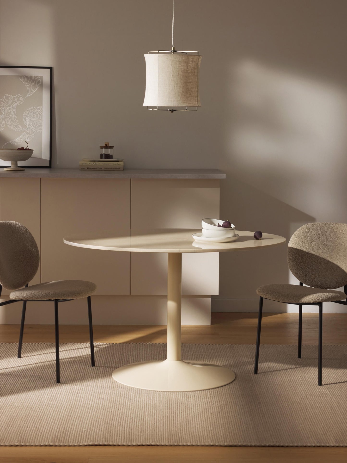 Miley Oval Dining Table Made of Marble, 120 x 90 cm