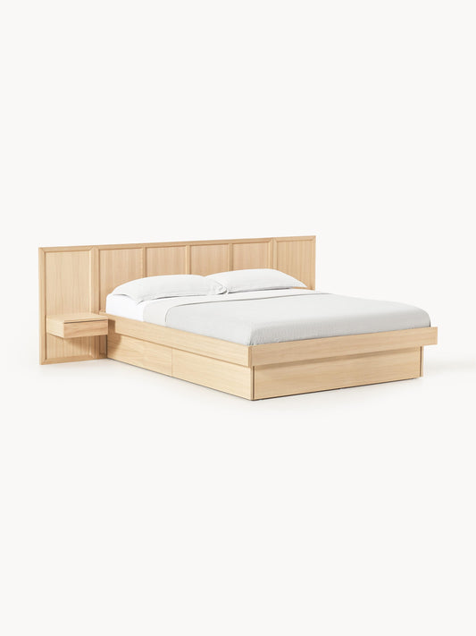 Nanto Bed Made from Wood with Headboard and Bedside Tables