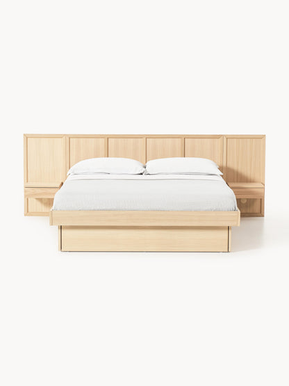 Nanto Bed Made from Wood with Headboard and Bedside Tables