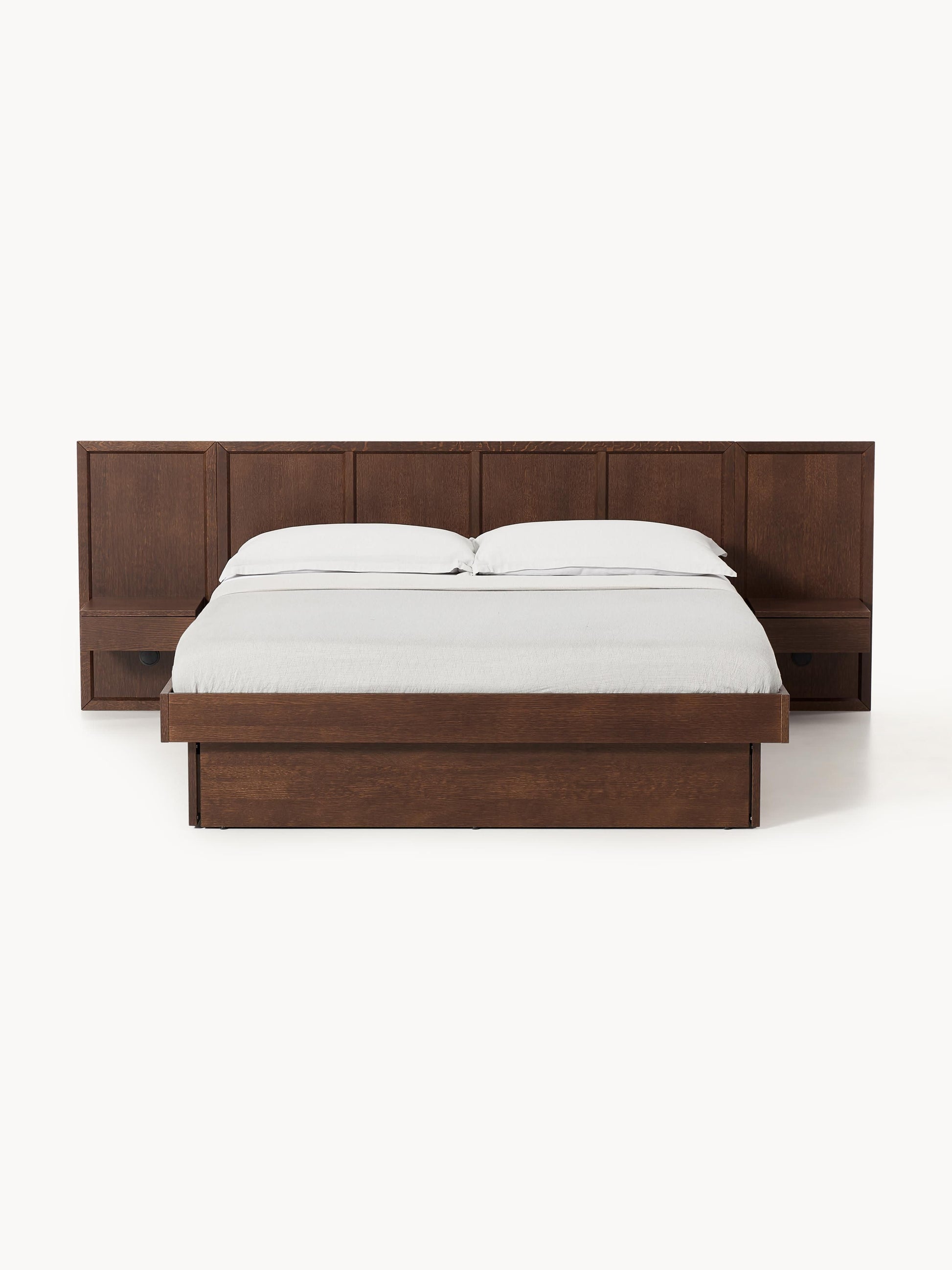 Nanto Bed Made from Wood with Headboard and Bedside Tables