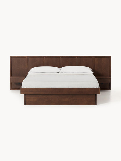 Nanto Bed Made from Wood with Headboard and Bedside Tables
