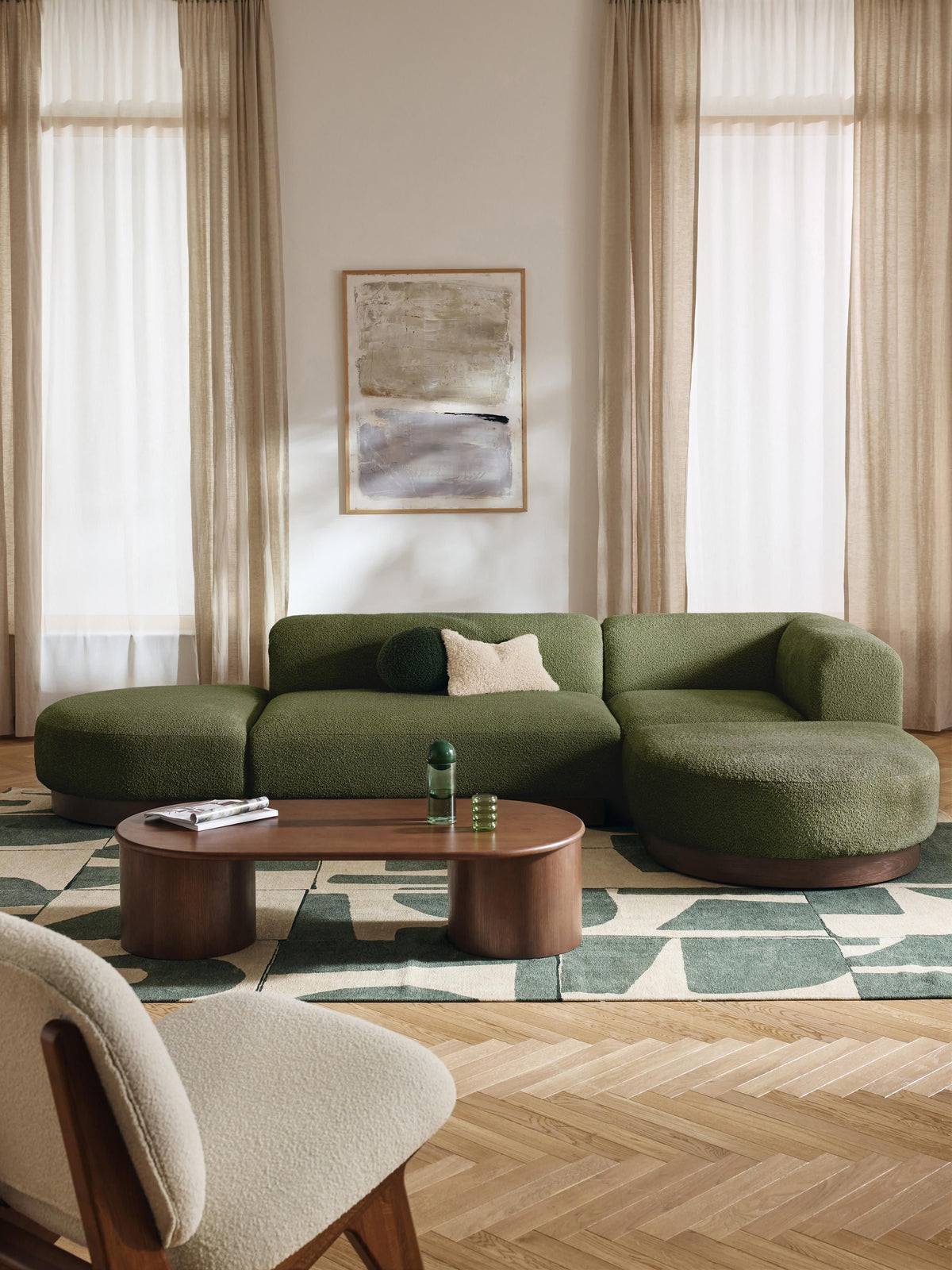 Natalie Modular Teddy Bouclé Corner Settee