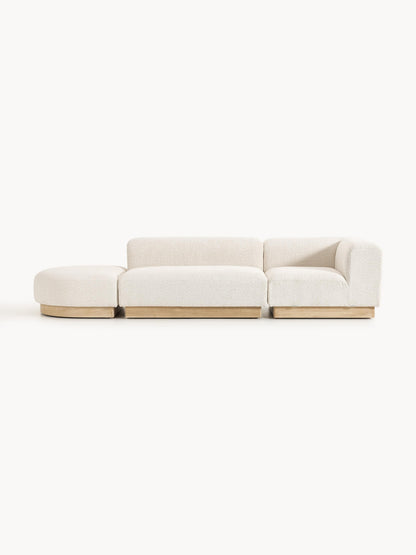 Natalie Teddy Bouclé Ottoman, Modular, with Stool (Left/Right)
