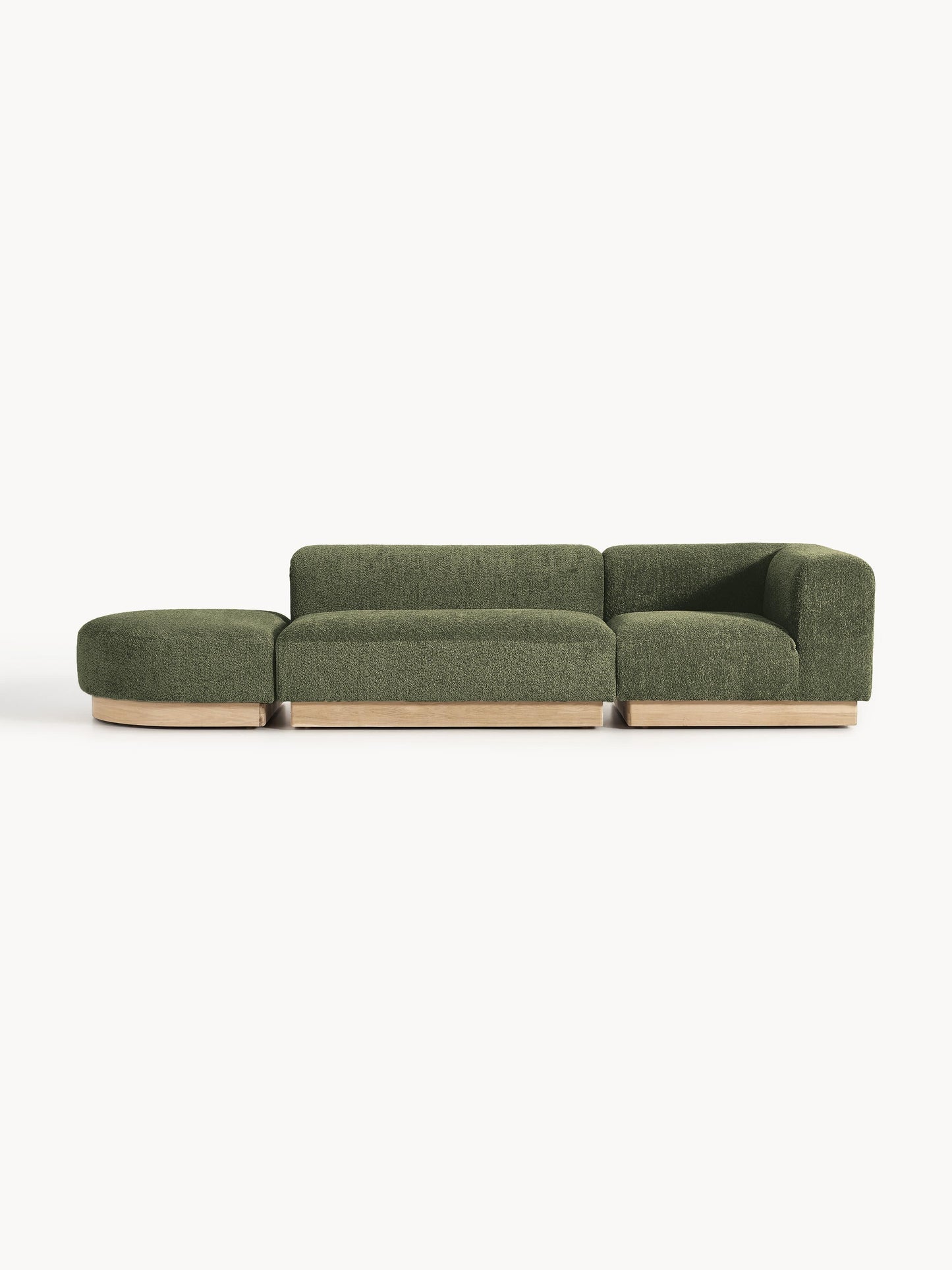 Natalie Teddy Bouclé Ottoman, Modular, with Stool (Left/Right)