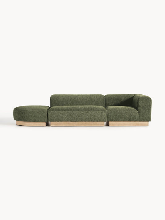 Natalie Teddy Bouclé Ottoman, Modular, with Stool (Left/Right)