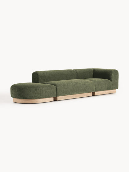Natalie Teddy Bouclé Ottoman, Modular, with Stool (Left/Right)