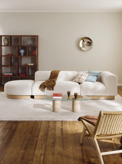 Natalie Teddy Bouclé Ottoman, Modular, with Stool (Left/Right)