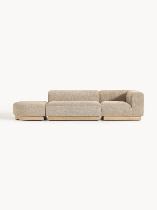 Natalie Teddy Bouclé Ottoman, Modular, with Stool (Left/Right)