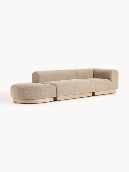 Natalie Teddy Bouclé Ottoman, Modular, with Stool (Left/Right)
