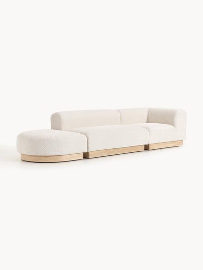 Natalie Teddy Bouclé Ottoman, Modular, with Stool (Left/Right)