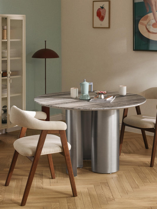 Noam Dining Table, Round with Marble Tabletop, Ø 120 cm