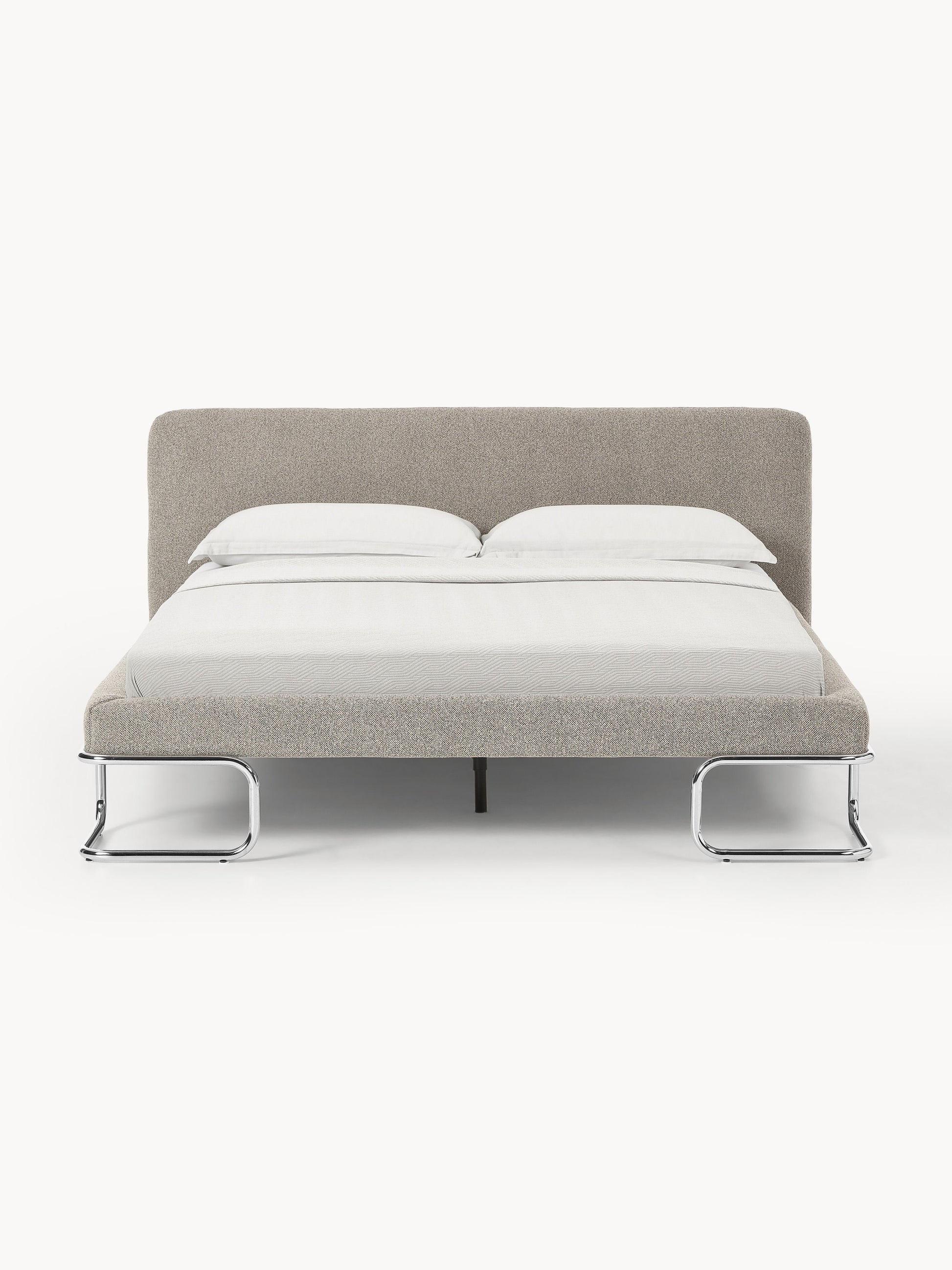 Olina Upholstered Bed with Bouclé Cover and Metal Legs