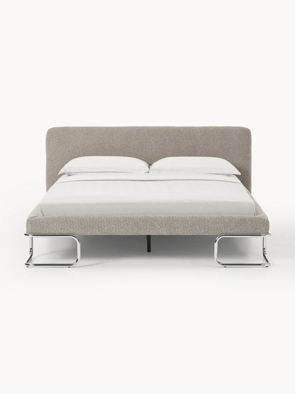 Olina Upholstered Bed with Bouclé Cover and Metal Legs