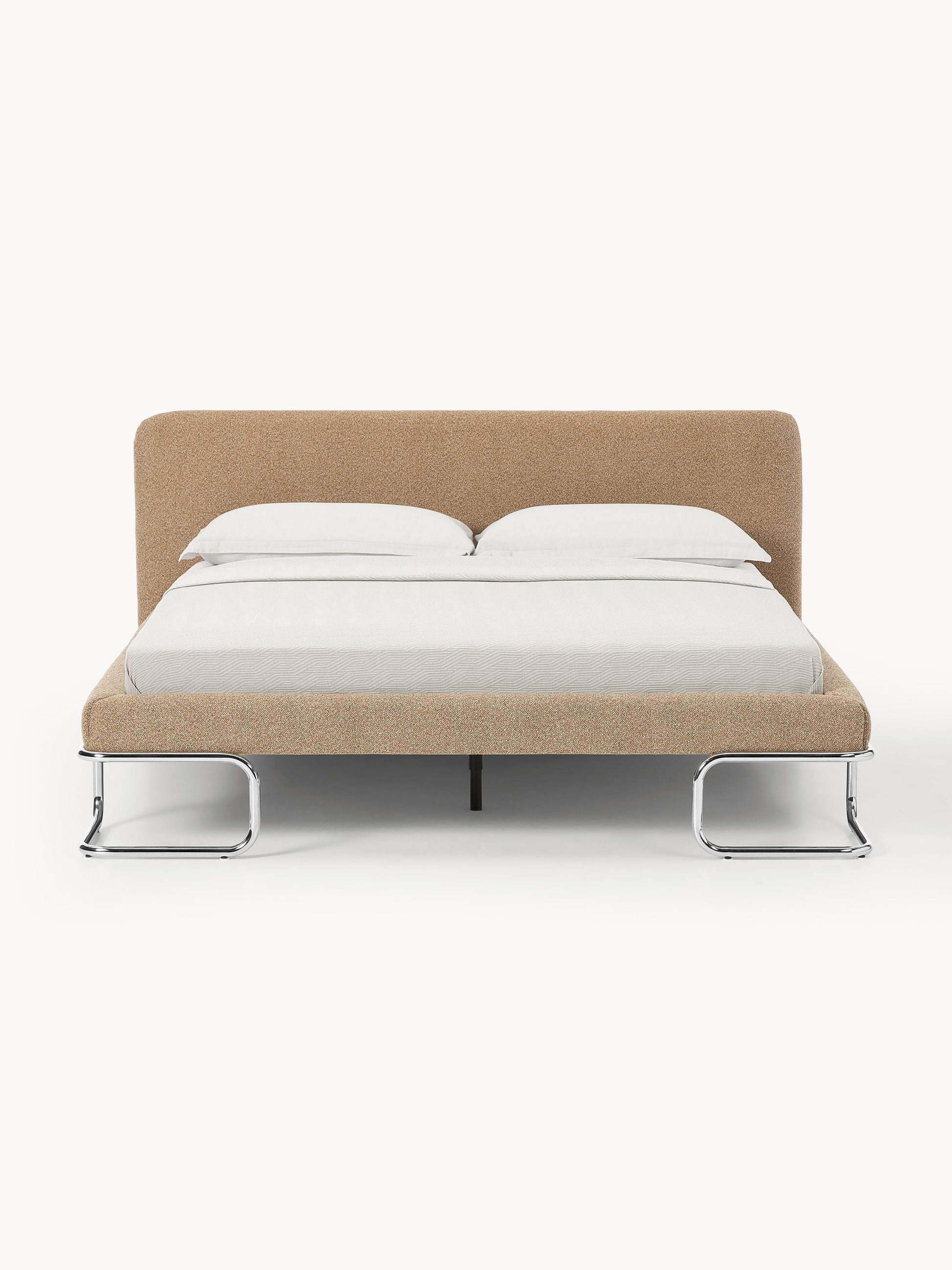 Olina Upholstered Bed with Bouclé Cover and Metal Legs