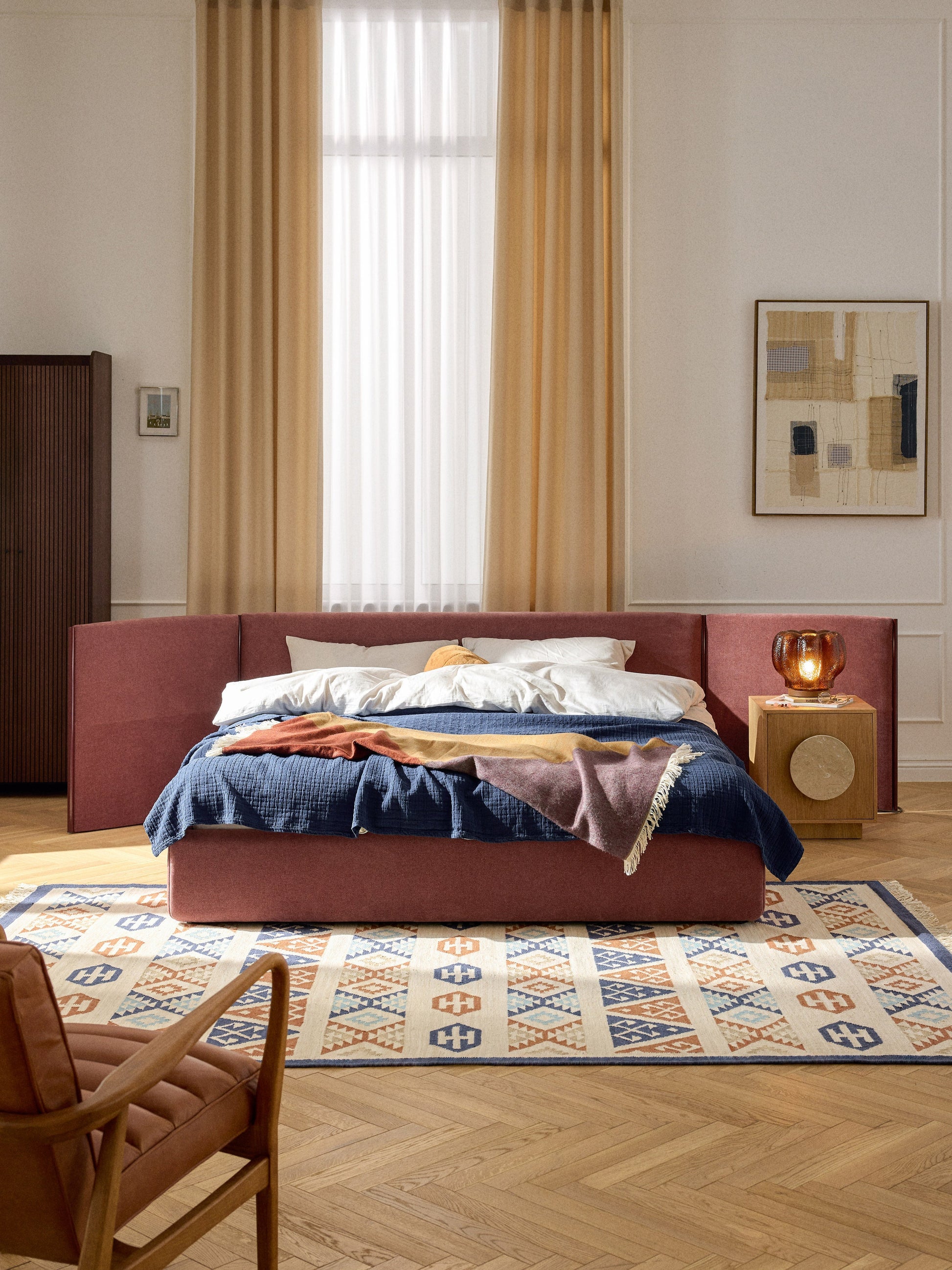 Otis Bed Frame with Folding Headboard, Upholstered