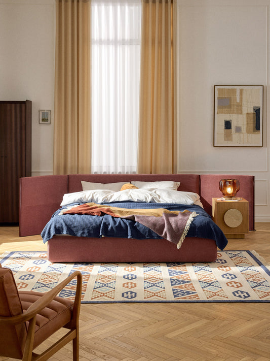 Otis Bed Frame with Folding Headboard, Upholstered