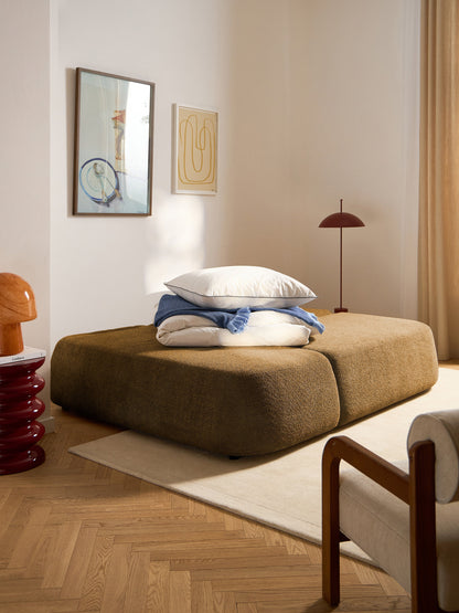 Pao Sofa Bed with Storage in Teddy Bouclé